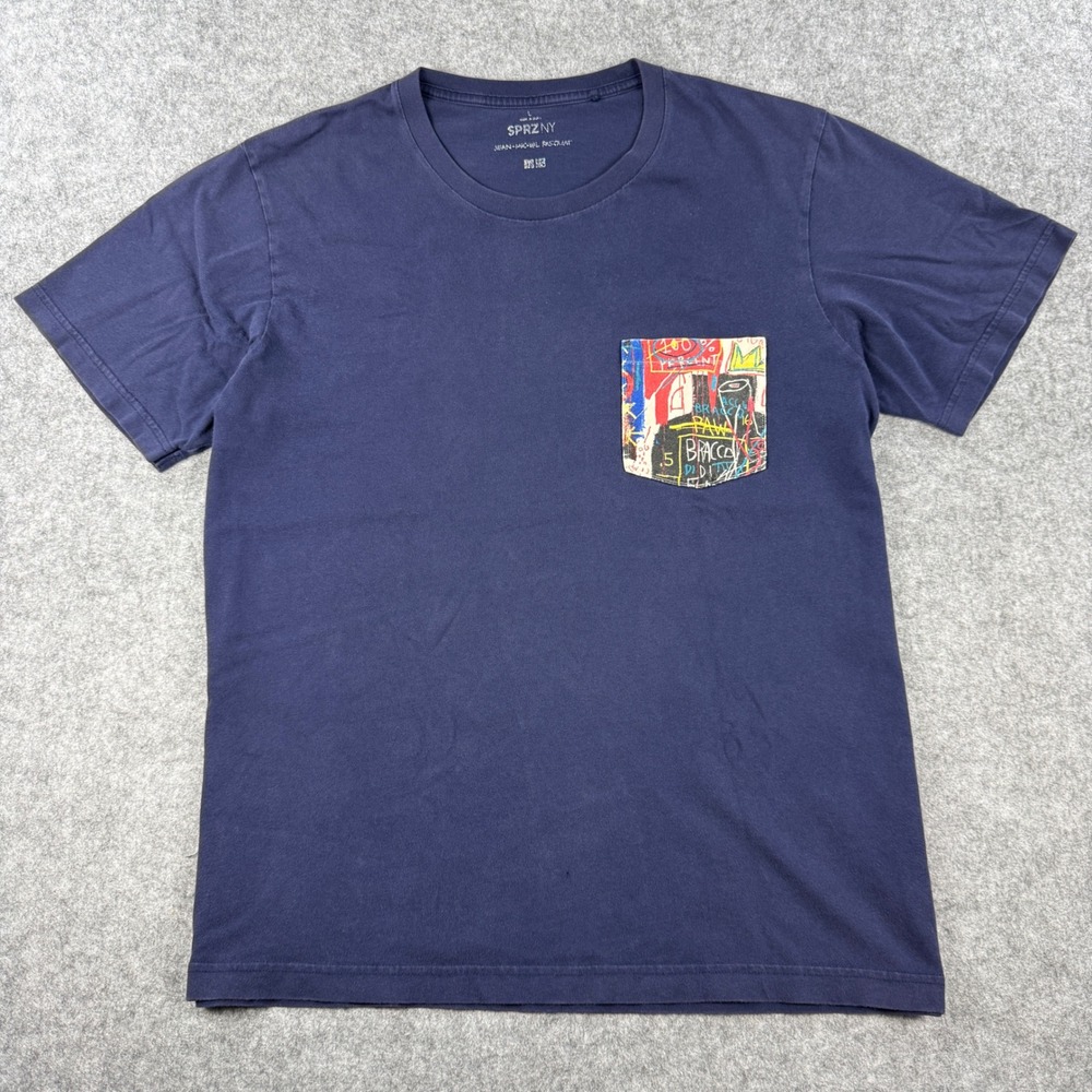 Uniqlo x Basquiat Pocket T-Shirt Mens L Navy Blue SPRZNY Art Streetwear NYC